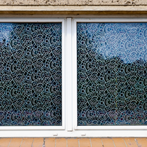 Double fenêtre avec un film dépoli avec des motifs